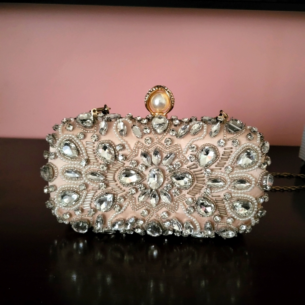 Chrome Blinged Clutch with chain strap